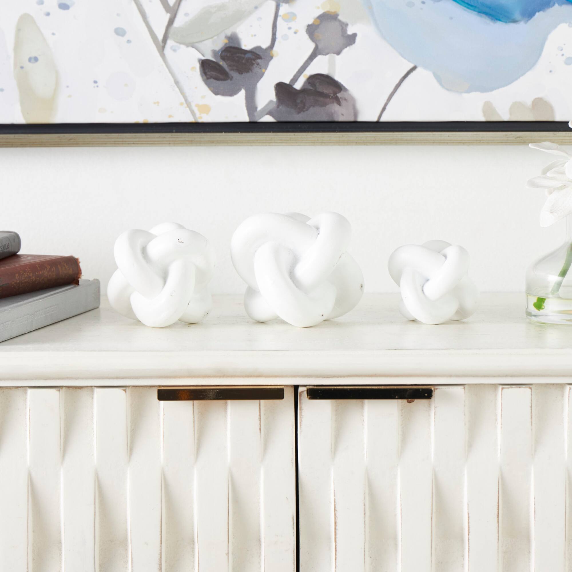 White Geometric Knot Inspired Sculpture Set